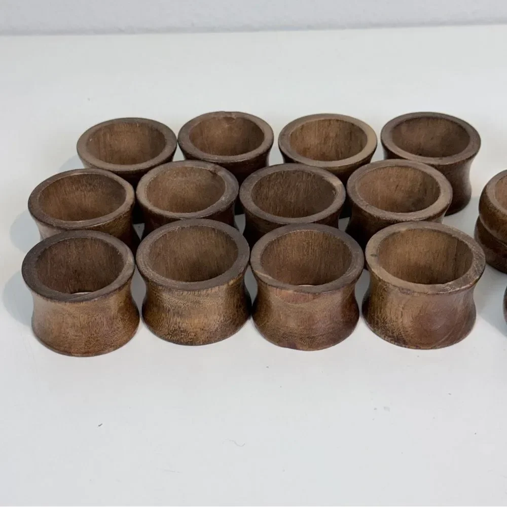 18 Vintage Wooden Napkin Rings Boho